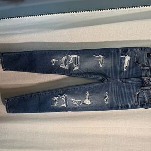 American Eagle Outfitters High Rise Distressed Dark Blue Jeans